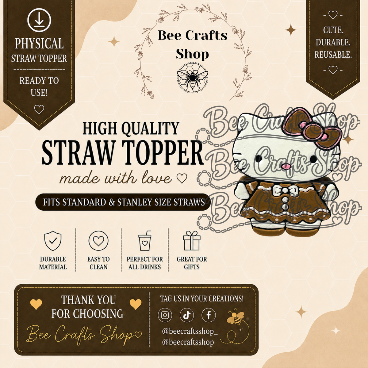 HkB Christmas 3D Printed Straw Topper 8.5mm