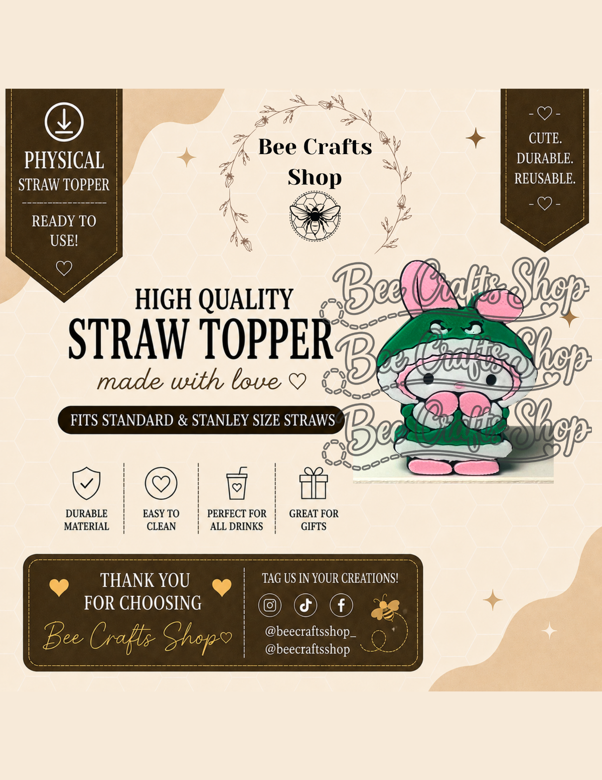 Mel.G. Christmas 3D Printed Straw Topper