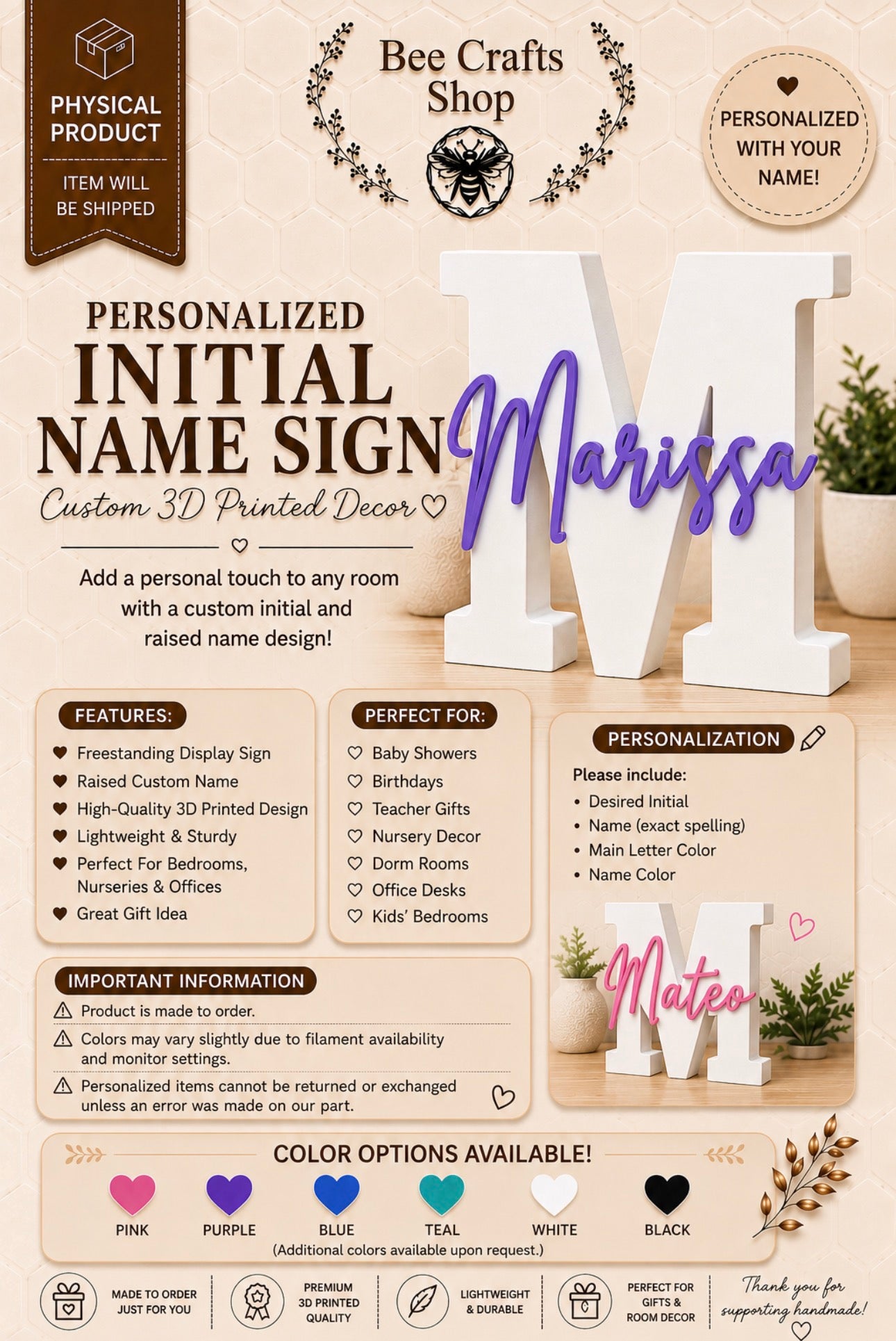 Personalized Initial Name Sign
