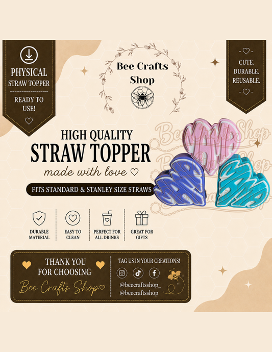 Love Mama 3D Printed Straw Topper 8.5mm