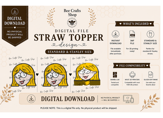 LizzieM Straw Topper Digital Design 3MF