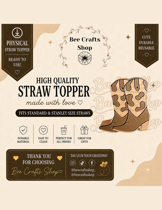 Western Boots 3D Printed Straw Topper 8.5mm