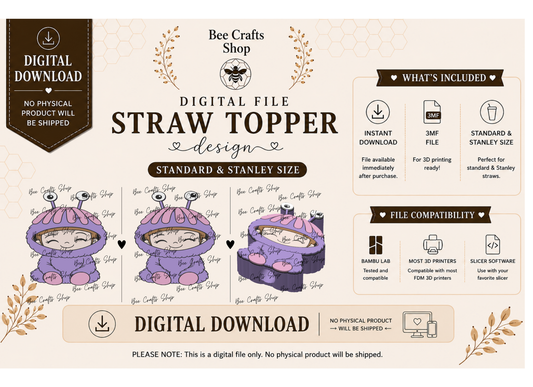 Monsters Girl Straw Topper Digital Design 3MF