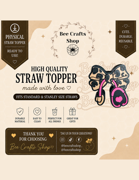 Leopard Print Stethoscope 3D Printed Straw Topper 8.5mm