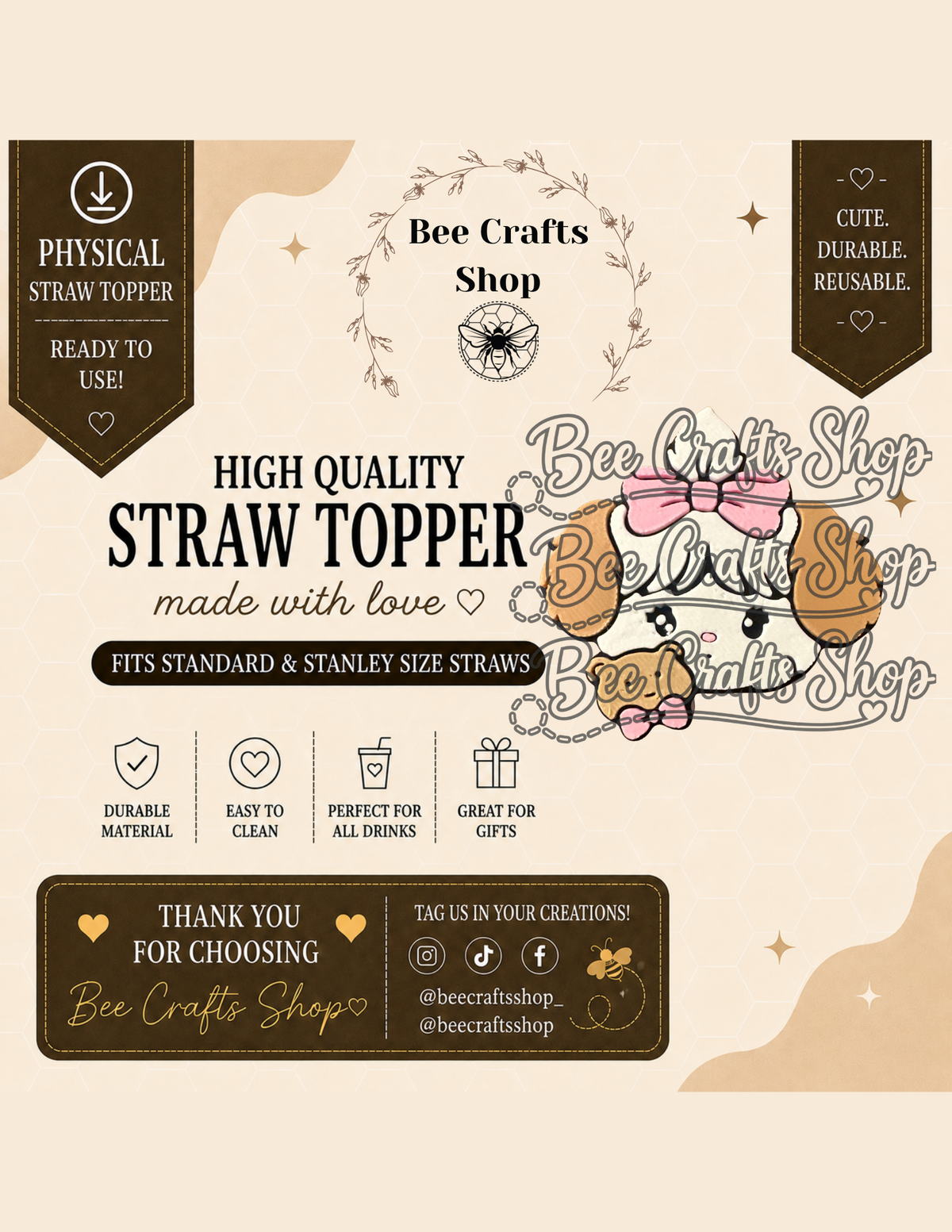Souffle 3D Printed Straw Topper 8.5mm