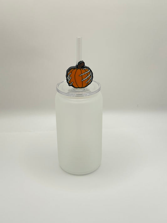 Pumpkin Skeleton Straw Topper