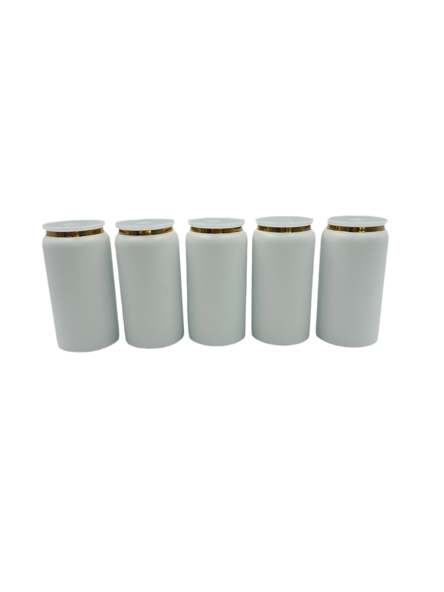 16oz White Stainless Steel can with gold plate . -5pcs Bundle