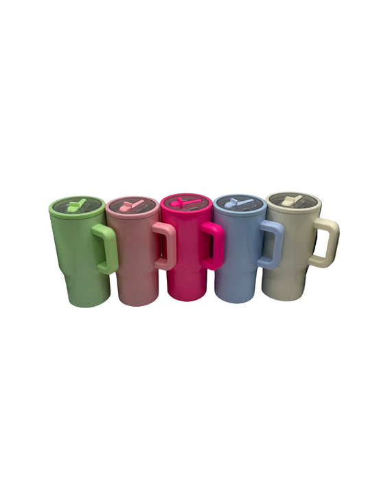 Colored 20oz Flip Straw Stainless Steel Tumbler with handle