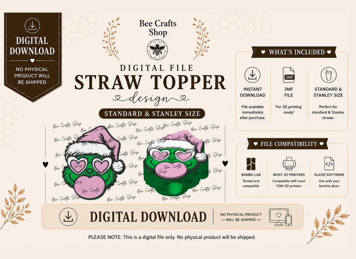 GBubble Straw Topper 3mf Digital Design