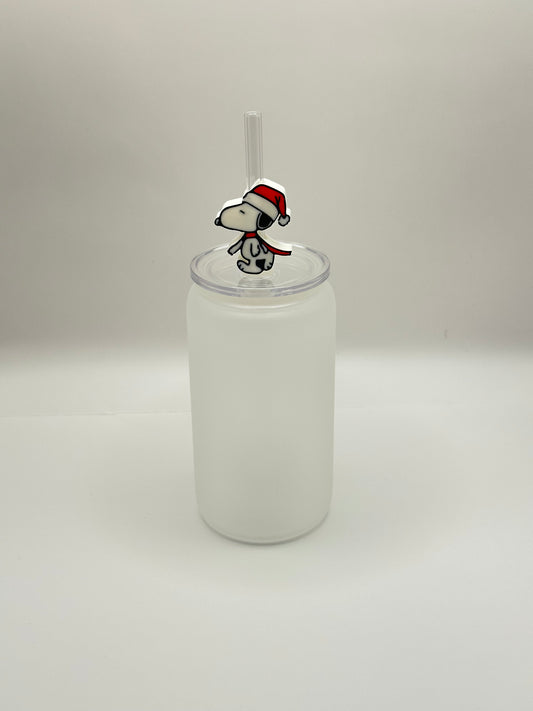 Christmas Dog Straw Topper