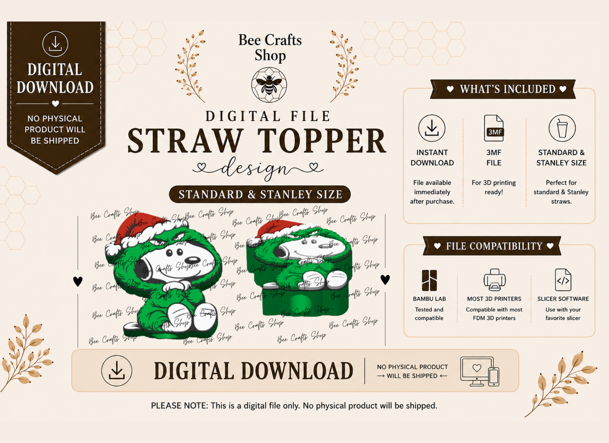 Penut DogG Straw Topper 3mf Digital Design
